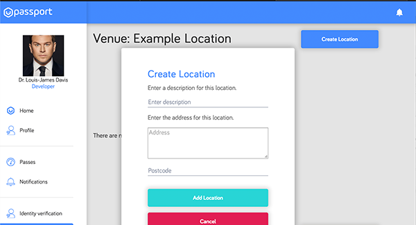 V-Health Passport™ - Create Location